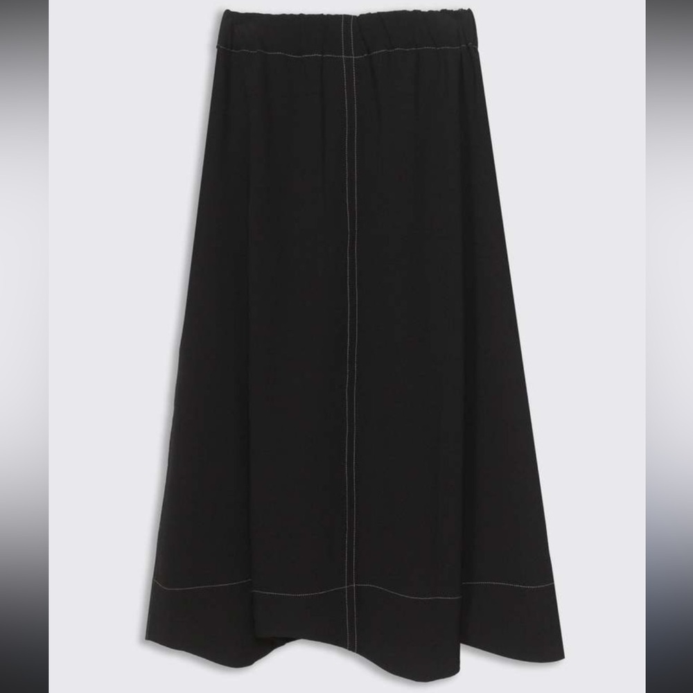 Ganni Black Crepe Midi Skirt